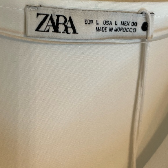 ZARA Color Block Knee-length Cowl Neck Dress White Ecru Black Blue Sleev… - Picture 15 of 16